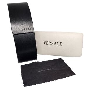 😎 Luxury Prada Versace Armani Hardshell Glasses Case Protector Lens Cloth Lot